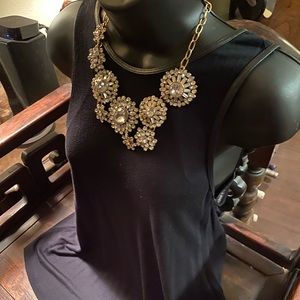 Zara collection black top with “leather” trim